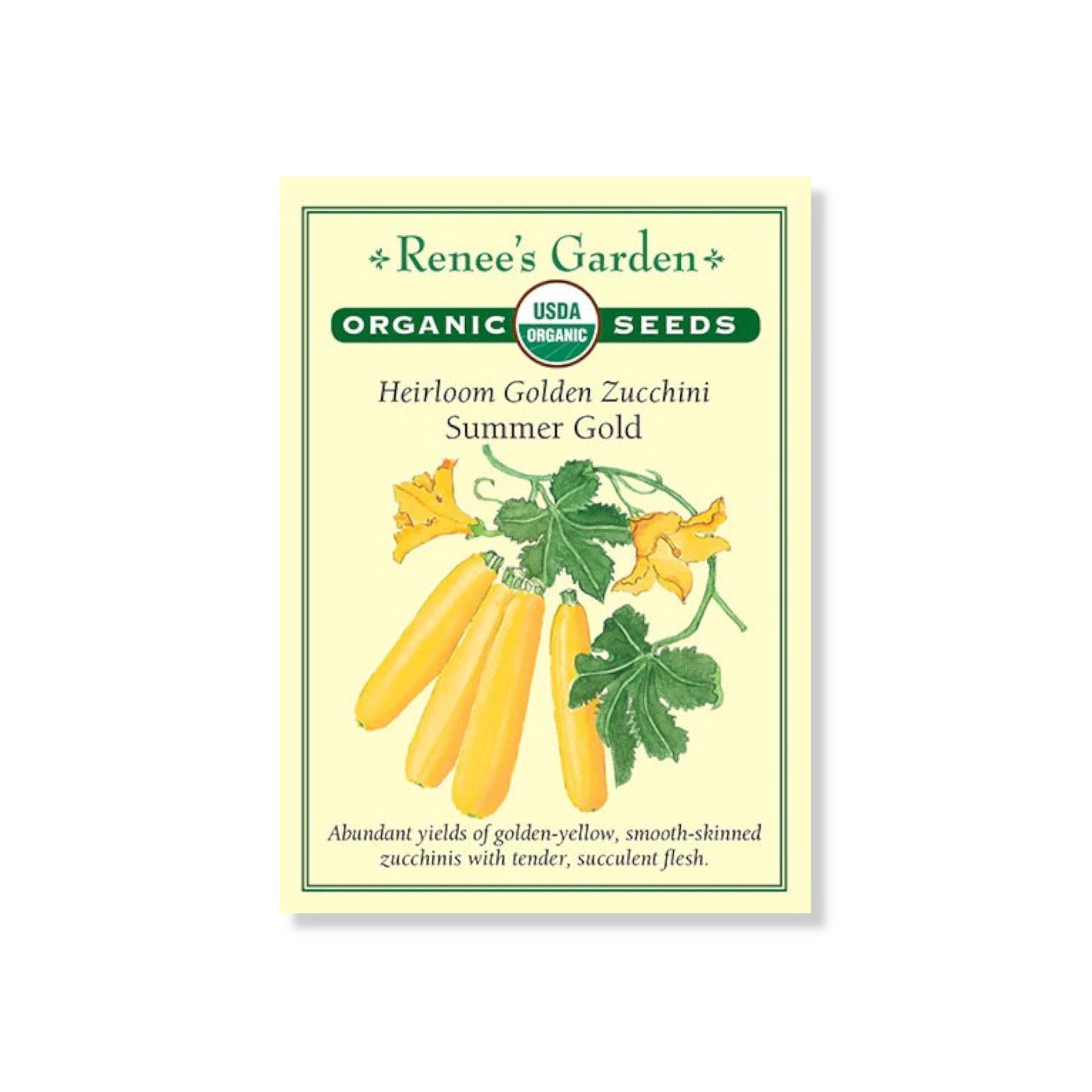 Zucchini Heirloom Golden Summer Gold Seeds (Renee's Garden) Indian